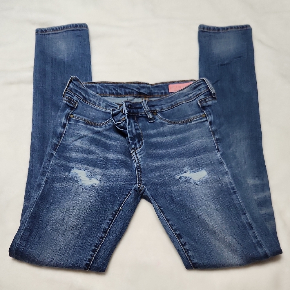 Blank NYC Blue Skinny Jeans with Distressed Details